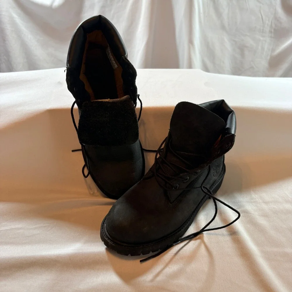 Timberland 6 Inch Waterproof Boots Junior Size 5M Black Insulated Leather Lug